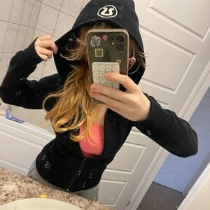 Vintage lululemon all black thick zip up hoodie